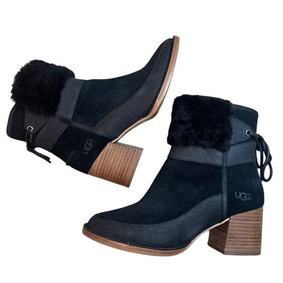 UGG Kirke Shearling Trimmed Suede Ankle Boots - Picture 1 of 13